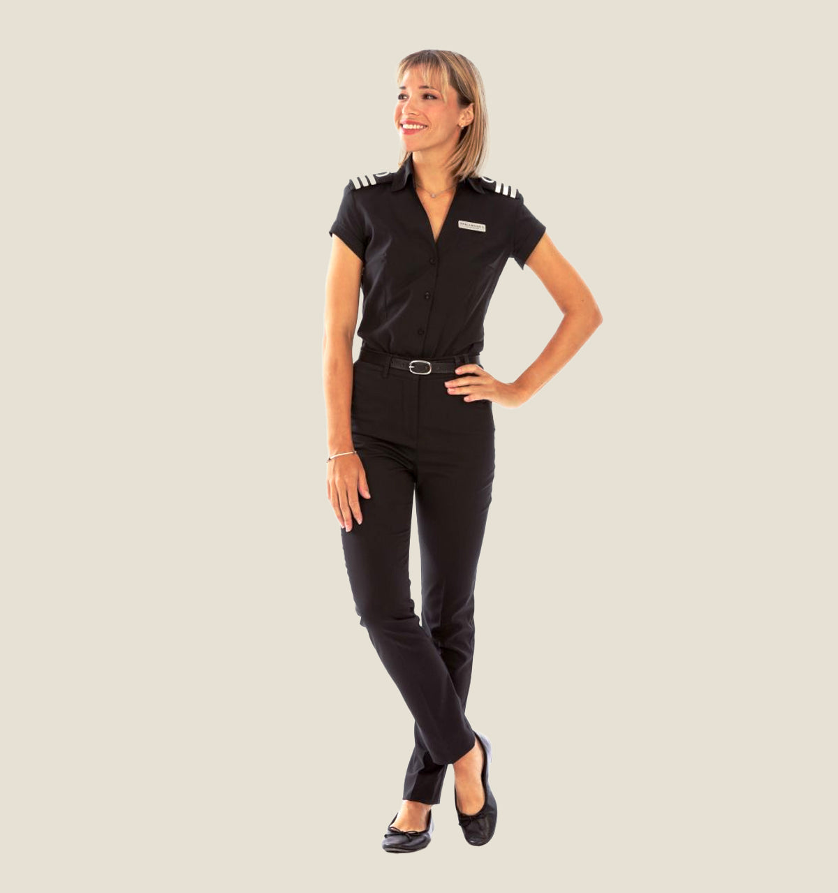 Smallwood's Women's Cap Sleeve V-Neck Epaulet Blouse