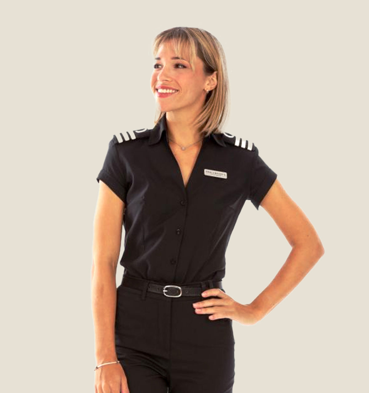 Smallwood's Women's Cap Sleeve V-Neck Epaulet Blouse