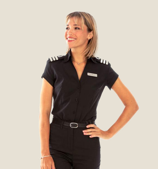 Smallwood's Women's Cap Sleeve V-Neck Epaulet Blouse